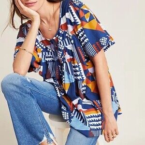 NWT Anthropologie Porridge Ventura Abstract Blouse - size XS